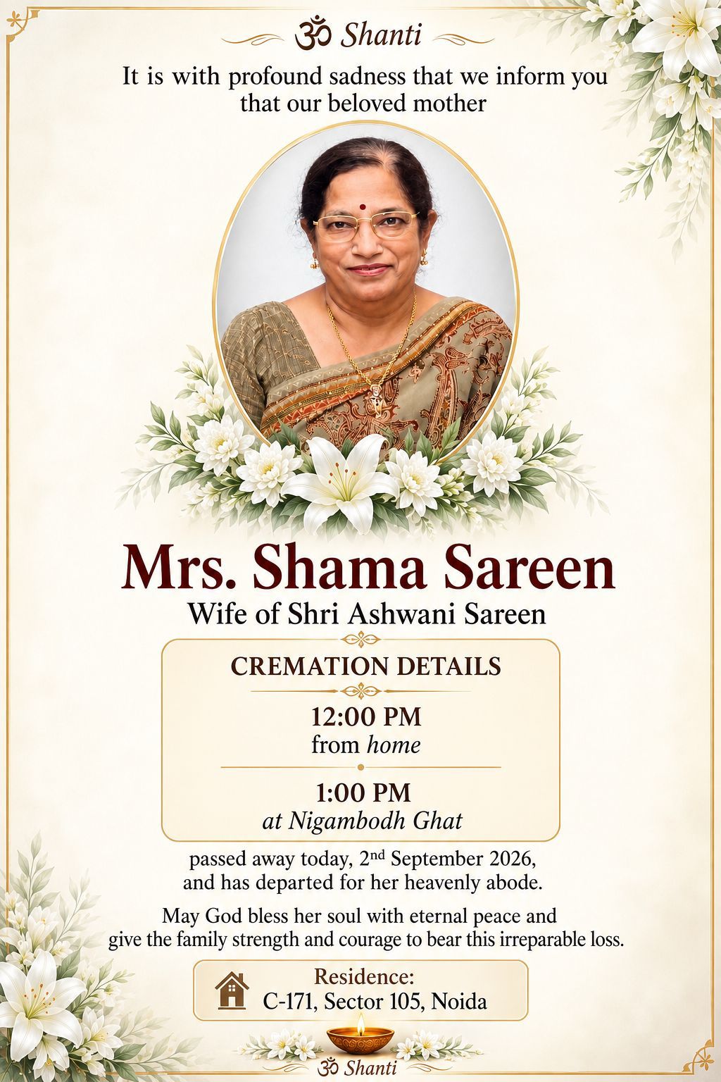 Mrs Shama Sareen